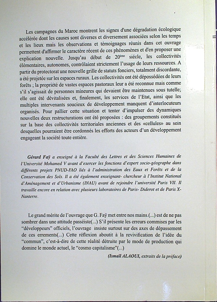 Collectivités Territoires et mal-développement dans les campagnes marocaines