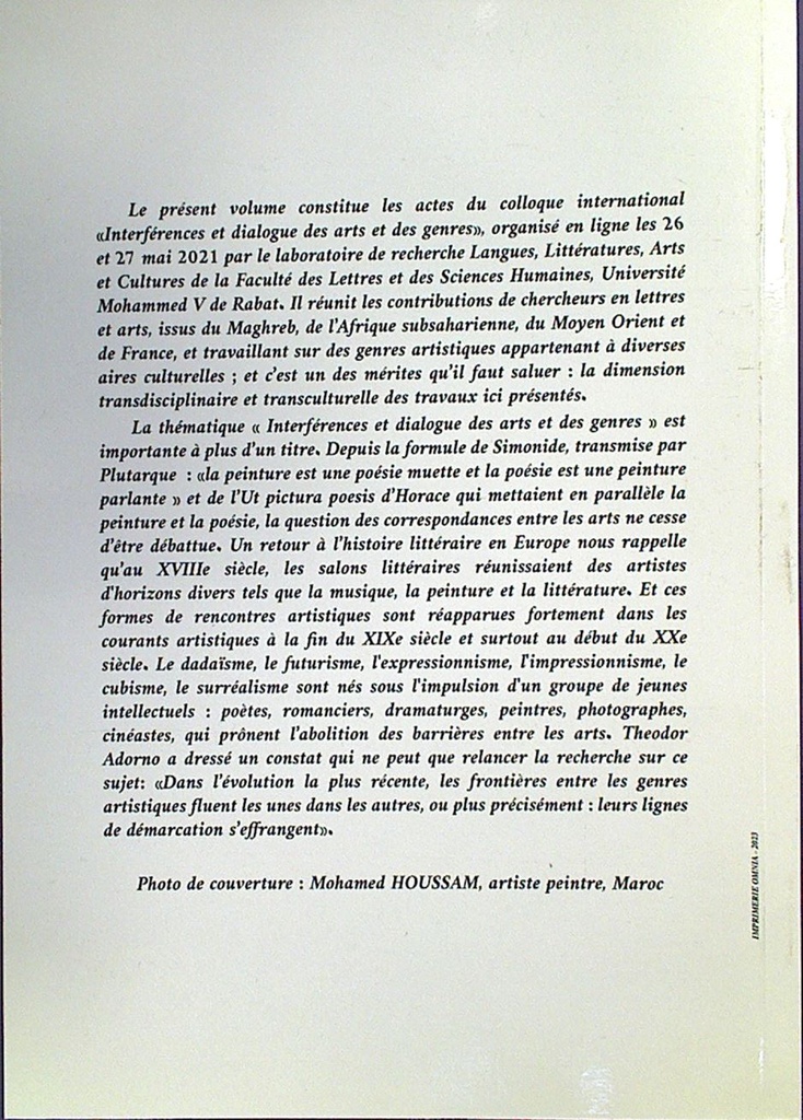Interférences et Dialogue des arts et des genres