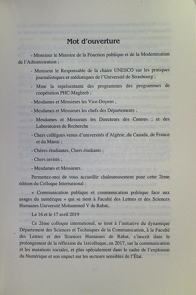 ENJEUX DU NUMERIQUE ET MODERNISATION DE L'ACTION PUBLIQUE
